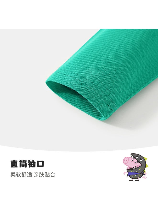 Peppa Pig spring Boys' Long Sleeve Polo Shirt - Color Block Collar Cartoon Casual Baby T-shirt - Image 5