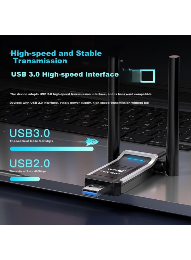 Edup Gigabit Gaming Wifi 7 Plug-and-play Usb Wireless Network Card 6500m Tri-band 5g Wireless Network Card For Desktops Laptops Wifi Receiver Ep-be1703s - Image 4