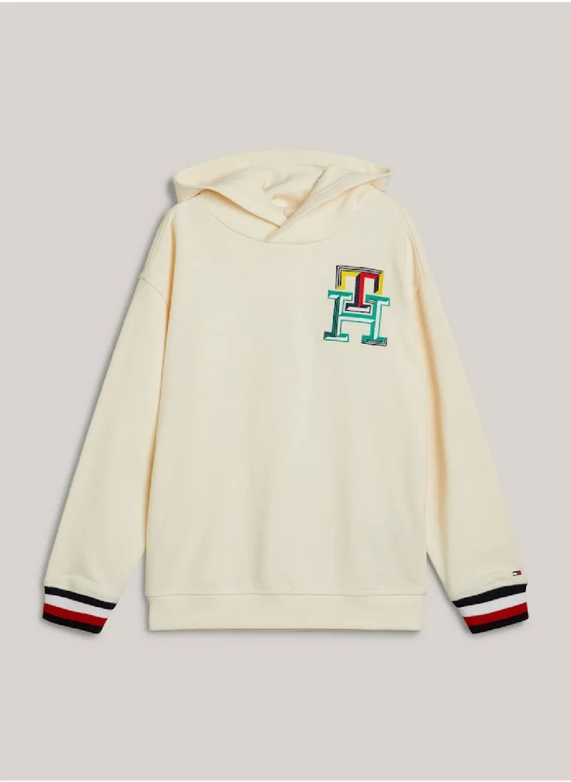 TOMMY HILFIGER Boys' Th Monogram Signature Cuffs Hoody -  Pure cotton, Beige