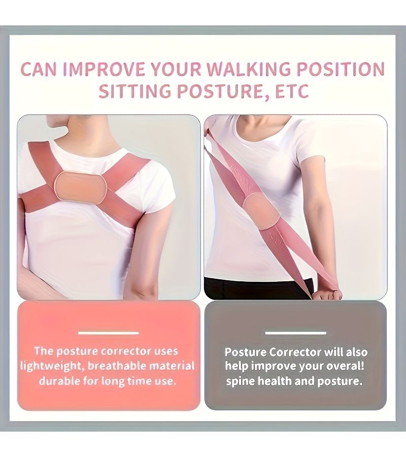 Women Invisible Breathable Posture Corrector Back Brace Black Pink Ergonomic Design - Image 2