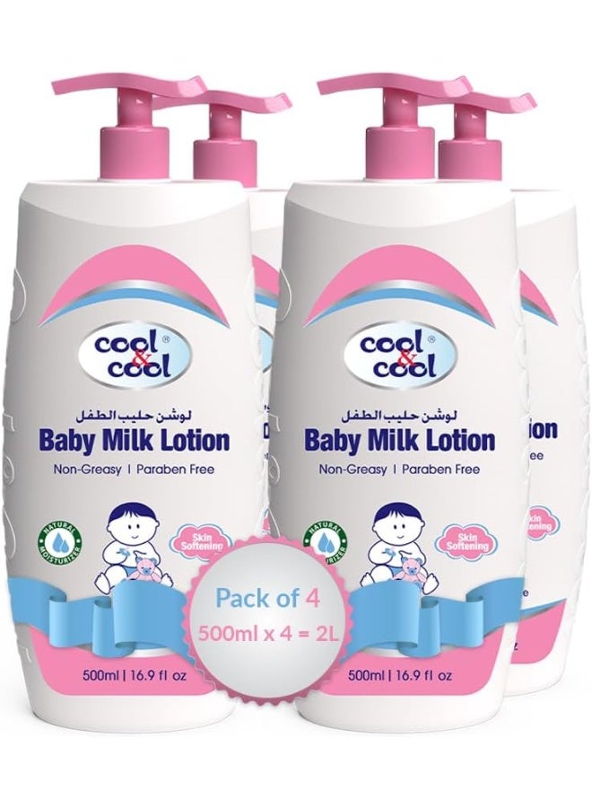 Cool & Cool Pack Of 4 Baby Milk Lotion - 500Ml - Image 1