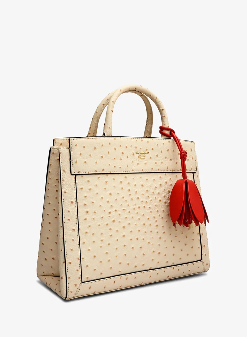 دا ميلانو حقيبة توت جلد نعام متوسطة - فانيلا