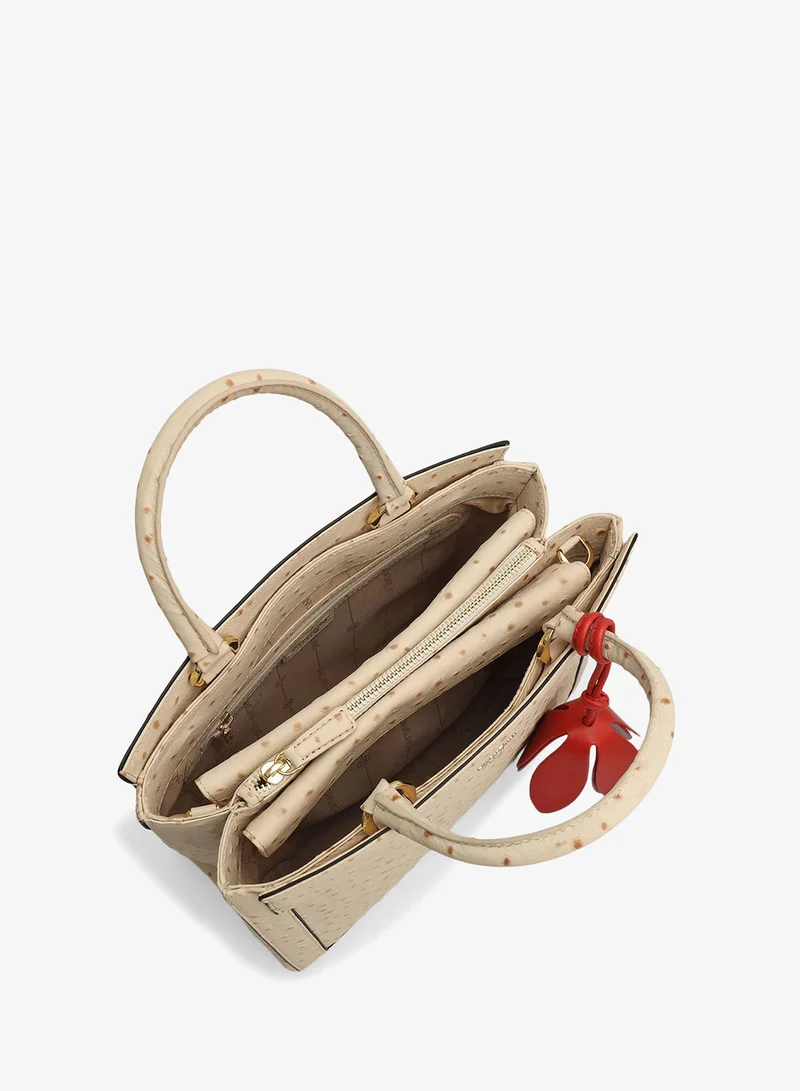 Da Milano Vanilla Medium Ostrich Leather Book Tote - Vanilla for Women | Best Price UAE