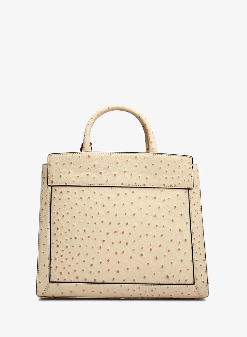 Da Milano Vanilla Medium Ostrich Leather Book Tote - Vanilla for Women | Best Price UAE