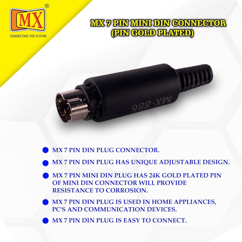 MX S-Terminal Video cord Black S Terminal Plug (Male to Male) Gold Plated Socket 7 Pin Signal Transmission for TV DVD Player_PACK OF 4 - Image 2