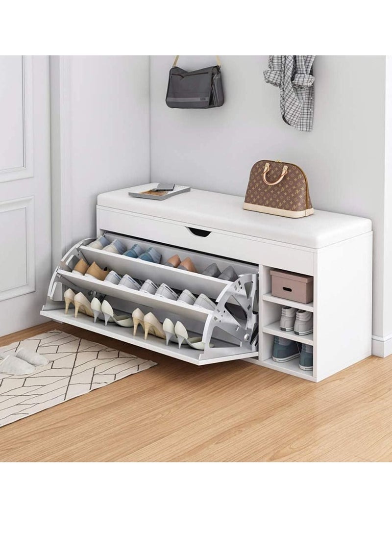 DubaiGallery Shoe Storage Bench, Household Entry Door Combined Shoes Cabinet, Space Saving Multi-functional Shoe Storage Rack, Shoe Bench with 3 Tier Adjustable Shelves - Image 1