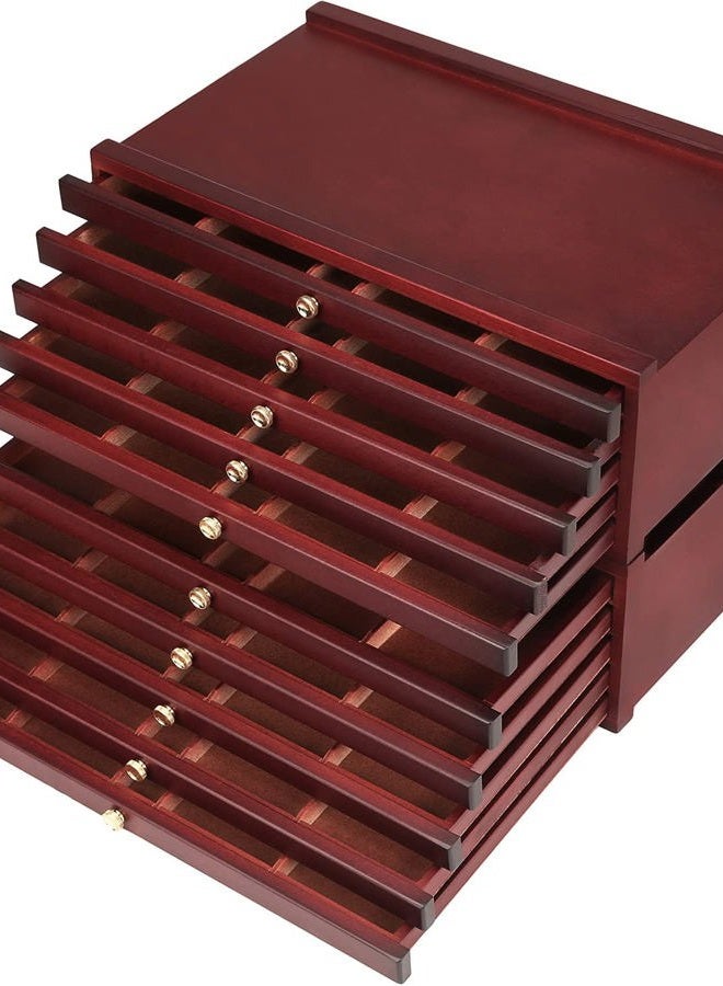MEEDEN 10-drawer Wood Artist Supply Storage Box, Portable Beechwood Multifunctional Pencil Brush Organizer Wood Box with Drawer&Compartments for Pastels, Pencils, Pens, Makeup Brushes(Deep Walnut) - Image 1