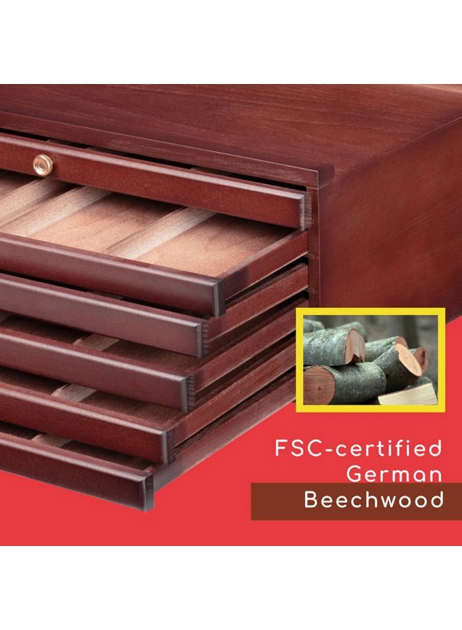 MEEDEN 10-drawer Wood Artist Supply Storage Box, Portable Beechwood Multifunctional Pencil Brush Organizer Wood Box with Drawer&Compartments for Pastels, Pencils, Pens, Makeup Brushes(Deep Walnut) - Image 4