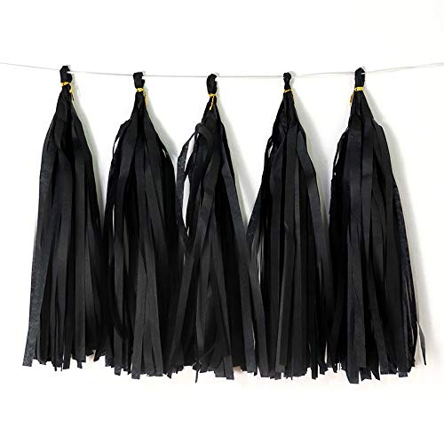 Binpeng Tissue Paper Tassel DIY Hanging Paper Decorations Party Garland for Party Wedding Festival Baby Shower  20PCS Black Tassel 35CM