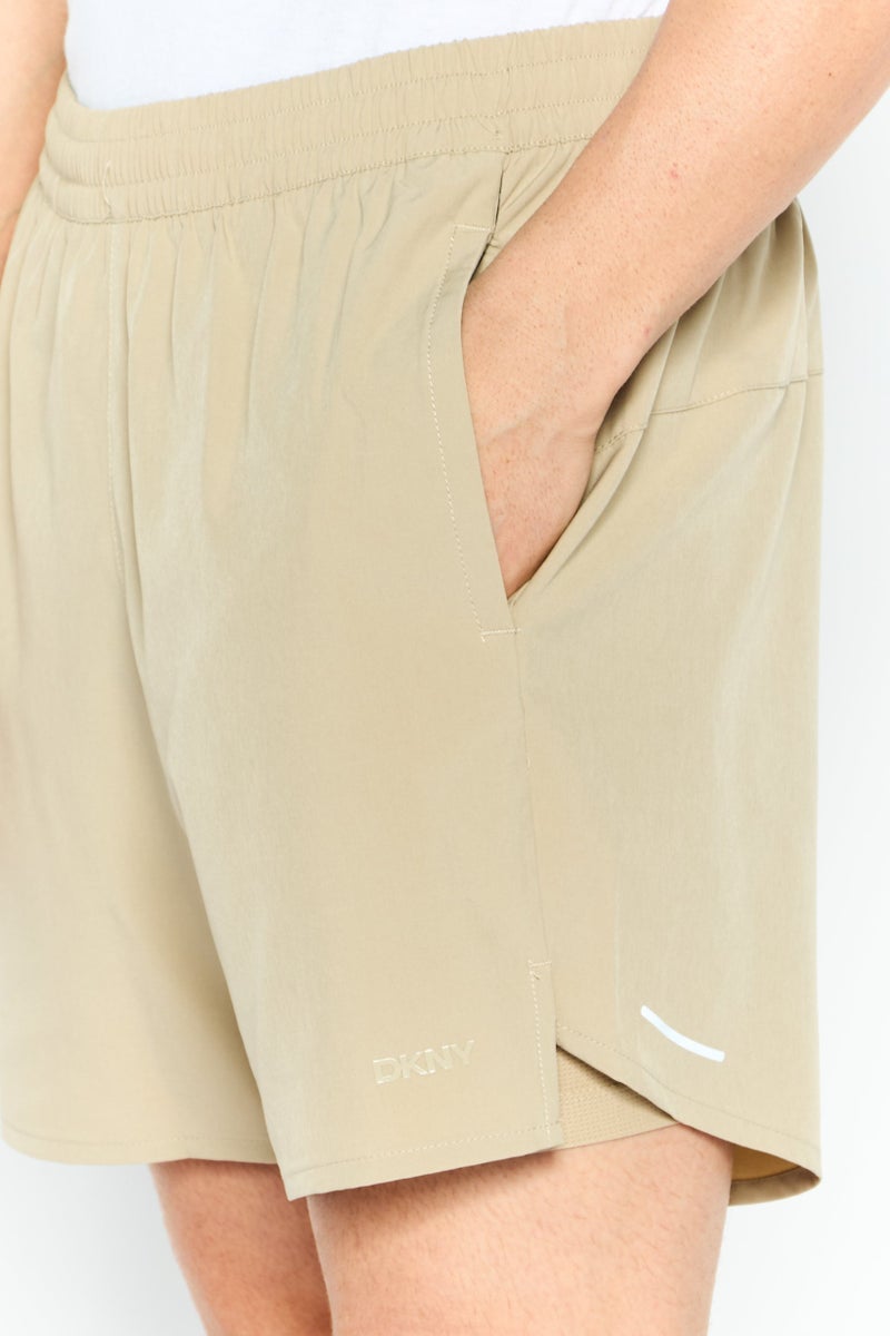 DKNY Men Brand Logo Board Shorts, Khaki - Image 3