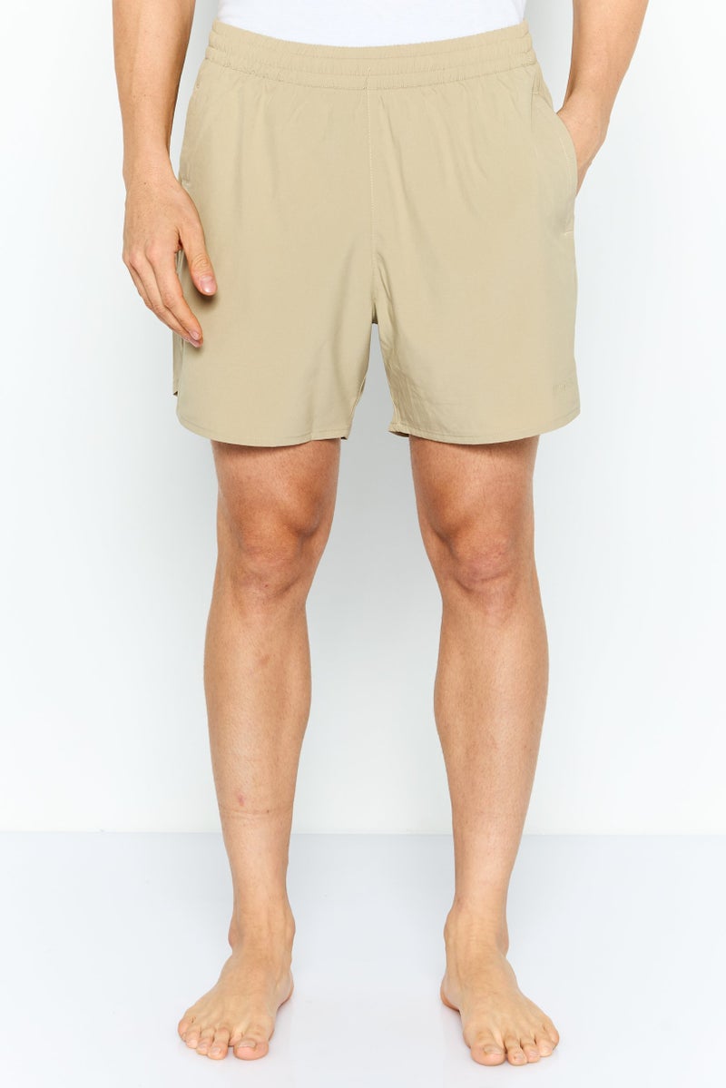 DKNY Men Brand Logo Board Shorts, Khaki - Image 1