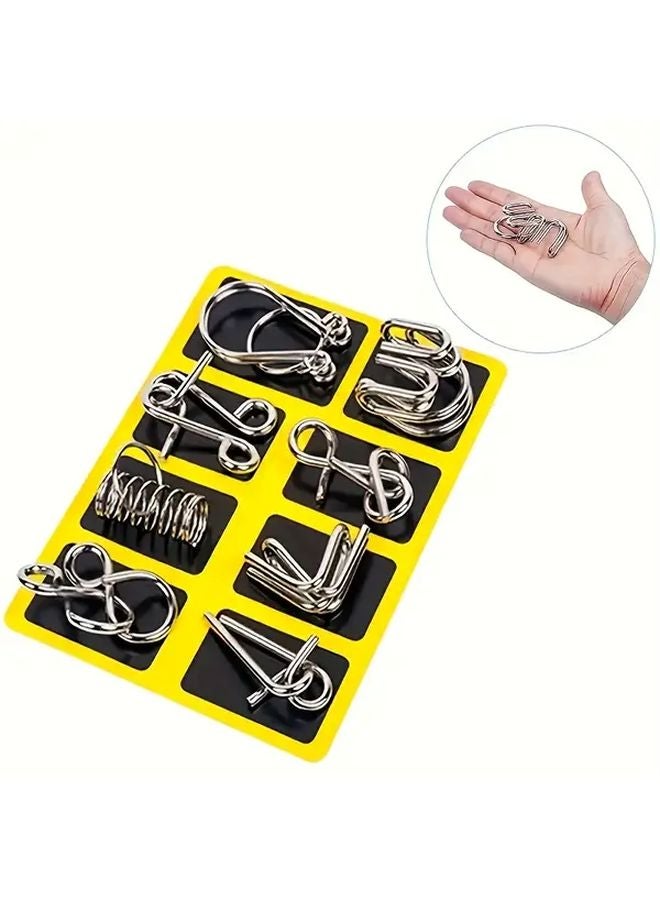 Luban Lock Puzzle 8 Pcs Golden Disassembly Rings Handheld Toy Set For Adults And Family Gifts - Image 4