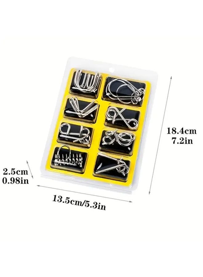 Luban Lock Puzzle 8 Pcs Golden Disassembly Rings Handheld Toy Set For Adults And Family Gifts - Image 3