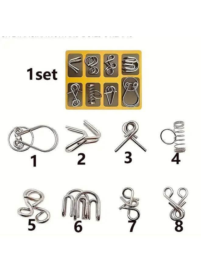 Luban Lock Puzzle 8 Pcs Golden Disassembly Rings Handheld Toy Set For Adults And Family Gifts - Image 5