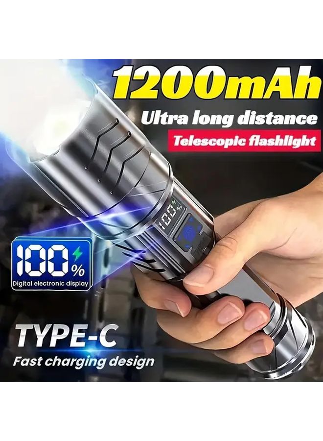 Yuanbaofeng Black USB C Fast Charging LED Flashlight With Digital Display Rechargeable For Outdoor Camping Emergency - Image 2