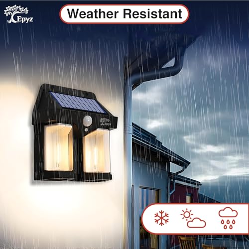 Epyz Solar Light Outdoor Garden Waterproof Solar Double Wall Motion Sensor Light, 3 Lighting Modes Fixtures for Garden Black [ Pack of 1, Warm Yellow ] - Image 4
