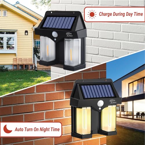 Epyz Solar Light Outdoor Garden Waterproof Solar Double Wall Motion Sensor Light, 3 Lighting Modes Fixtures for Garden Black [ Pack of 1, Warm Yellow ] - Image 3