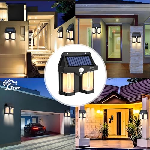 Epyz Solar Light Outdoor Garden Waterproof Solar Double Wall Motion Sensor Light, 3 Lighting Modes Fixtures for Garden Black [ Pack of 1, Warm Yellow ] - Image 5