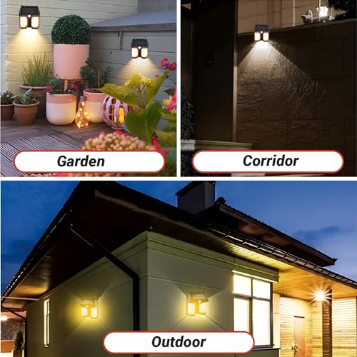 Epyz Solar Light Outdoor Garden Waterproof Solar Double Wall Motion Sensor Light, 3 Lighting Modes Fixtures for Garden Black [ Pack of 1, Warm Yellow ] - Image 2