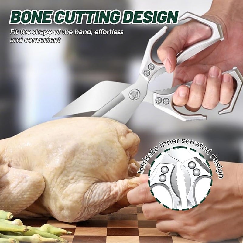 Heavy Duty Kitchen Scissors High Carbon Steel Blades For Meat Bone Cutting - Image 4
