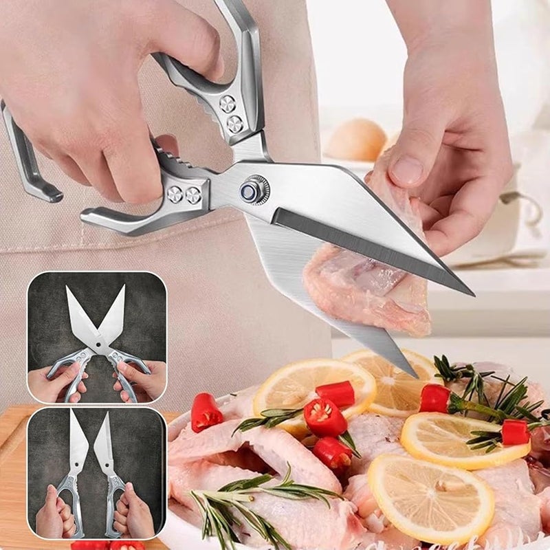 Heavy Duty Kitchen Scissors High Carbon Steel Blades For Meat Bone Cutting - Image 3
