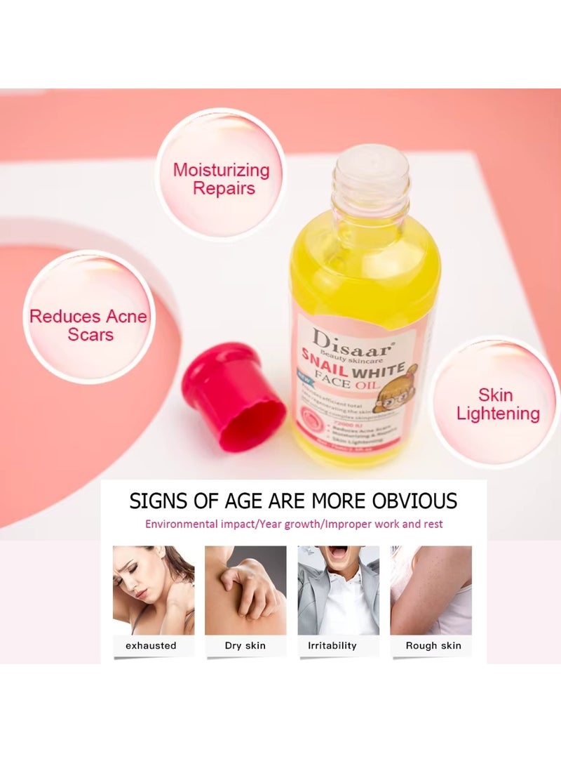 Disaar زيت الوجه من سنيل وايت 75 مل لتفتيح البشرة وعلاج آثار حب الشباب وترطيب الجمال وإصلاح البشرة وزيت تبييض الوجه وزيت سيروم الوجه المتألق وزيت سيروم الوجه للعناية بالبشرة وزيت سنيل المغذي - Image 5