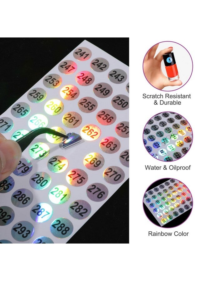 مولين ملصقات أرقام من 1 إلى 300، 10 أوراق من ملصقات ذاتية اللصق وملصقات دائرية مقاومة للماء وملصقات أرقام عاكسة بالليزر وملصقات مرقمة بشكل متتالي للتخزين/التنظيم - Image 2