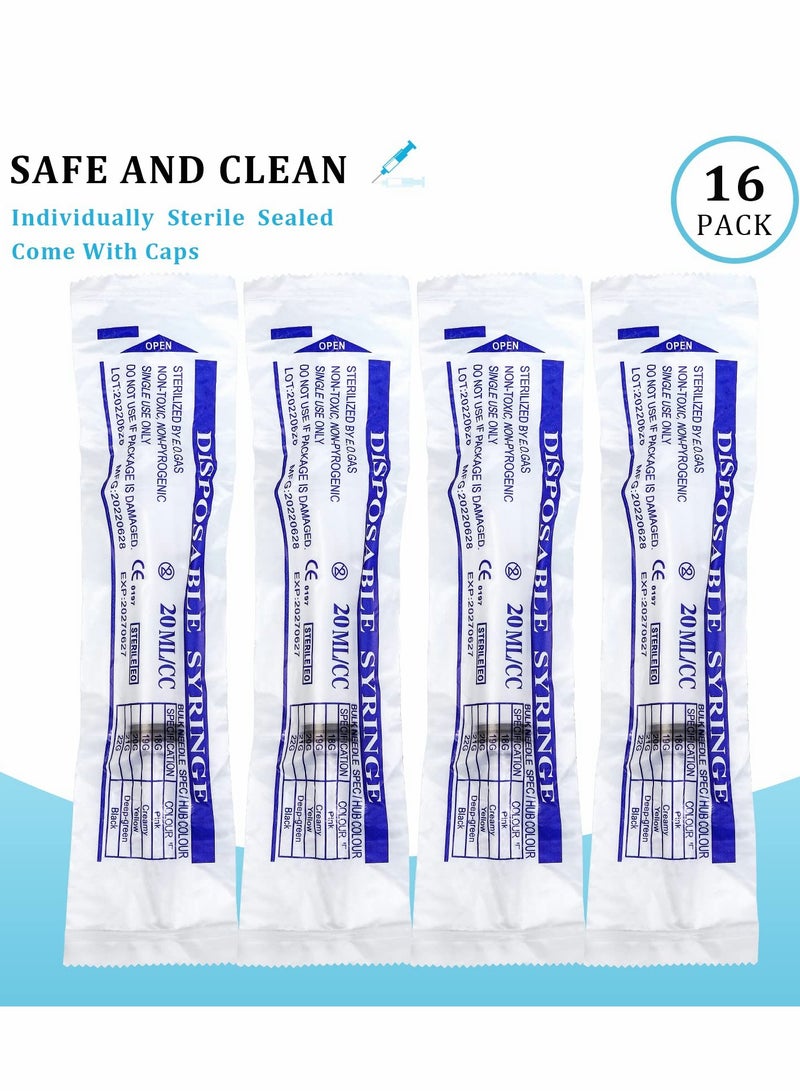 KASTWAVE 20ml Plastic Syringe, Large Syringes Tools for Liquid, Sterile and Individually Sealed for Measuring, Watering, Refilling, Feeding Pets, Scientific Labs, Oil or Glue Applicator, 16 Pack - Image 2