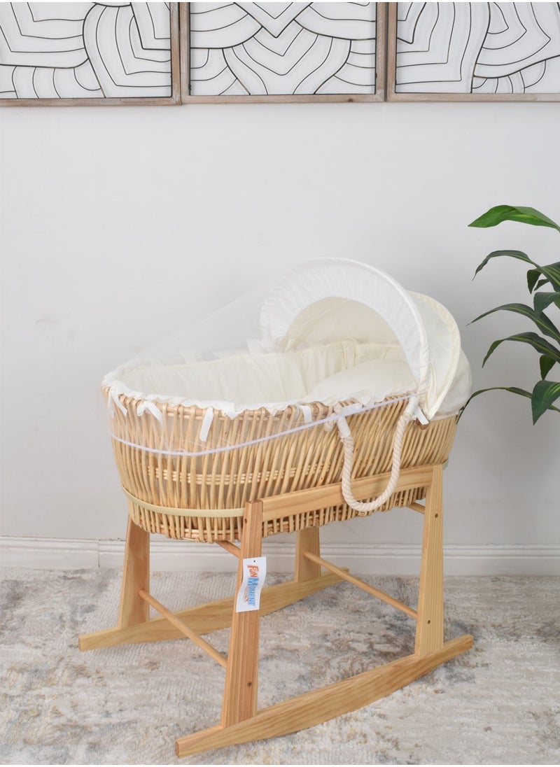 FUN MOMENT Moses basket bed with wooden rocking stand  - Image 1