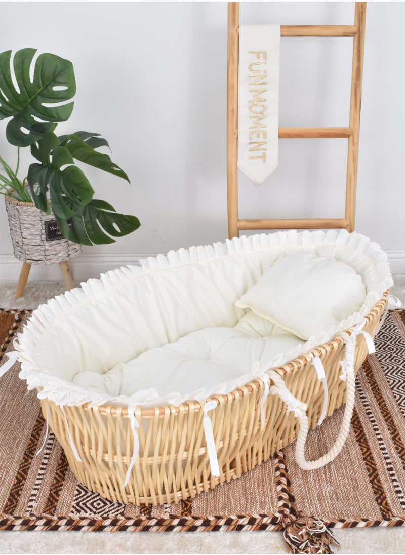 FUN MOMENT Moses basket bed with wooden rocking stand  - Image 3