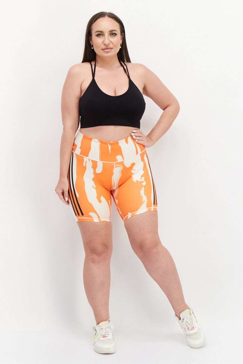 Adidas Women Plus Size Training Shorts, Orange  - Image 4
