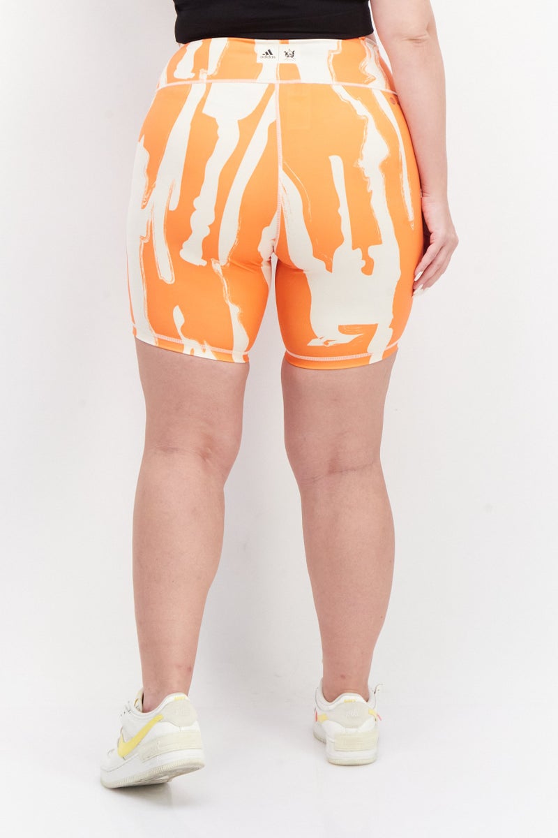 Adidas Women Plus Size Training Shorts, Orange  - Image 3