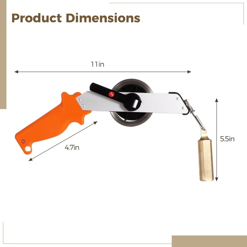 Sounding Oil Measuring Tape, 33 Ft Oil Tank, Stainless Steel, 10 M Double-Faced Engraved Oil Tank Gauge with Handle, Brass Plumb Bob, Explosion-Resistant - Image 4