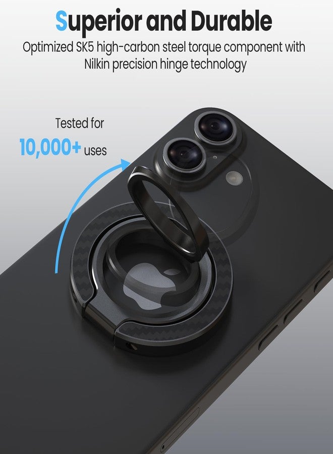 Nillkin Magsafe Phone Ring Holder Magnetic Grip Stand, Double Sided Magnets Kickstand, Upgraded Carbon Fiber Finger Holder, Accessories Compatible with iPhone 17 16 15 14 13 12 Pro Max Google Pixel 10 - Image 3