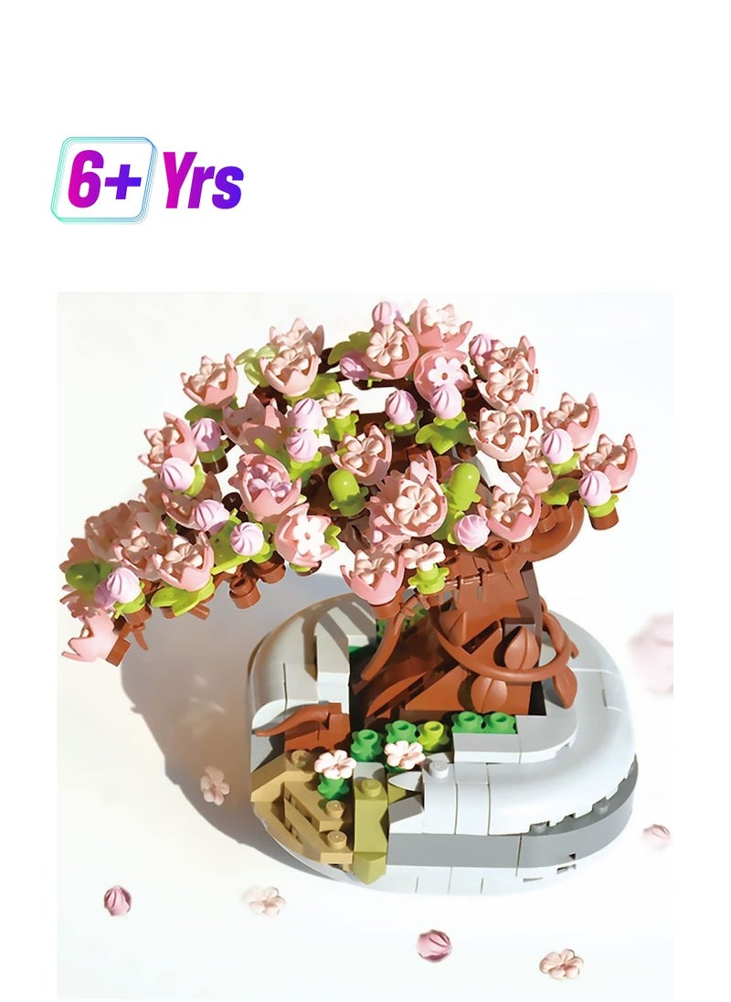 Y&D Bonsai Tree Building Blocks Set, Cherry Blossom House Adult Creative Projects, Plant Series Flower Potted Home or Office Decoration for Women (426 Pieces)  - Image 1