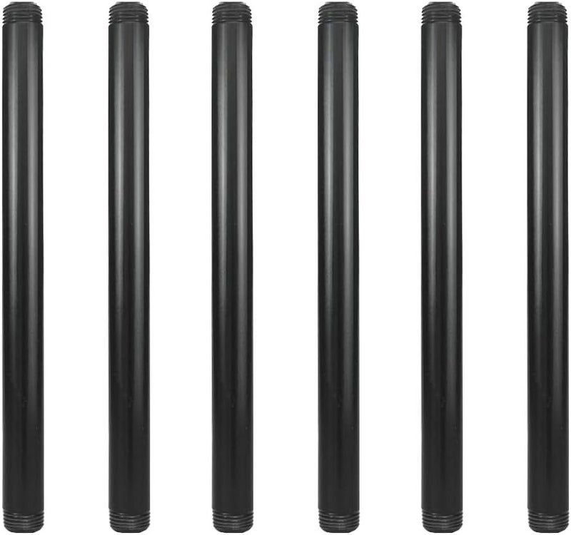 GeilSpace 6 Pack 1/2" × 10" Pre-Cut Black Metal Pipe, Industrial Steel Fits Standard Half Inch Black Threaded Pipes and Fittings - Vintage DIY Industrial Shelving (1/2" × 10") - Image 1