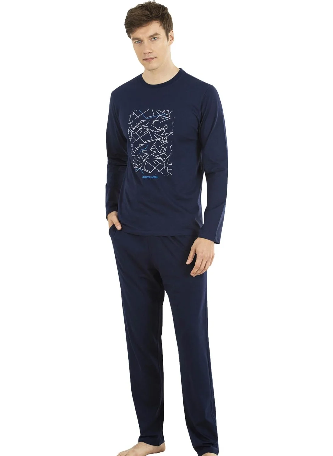 بيير كاردان Long Sleeve Round Neck Men's Pajama Set Cotton Combed Cotton