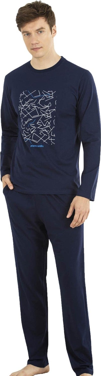 pierre cardin Long Sleeve Round Neck Men's Pajama Set Cotton Combed Cotton 