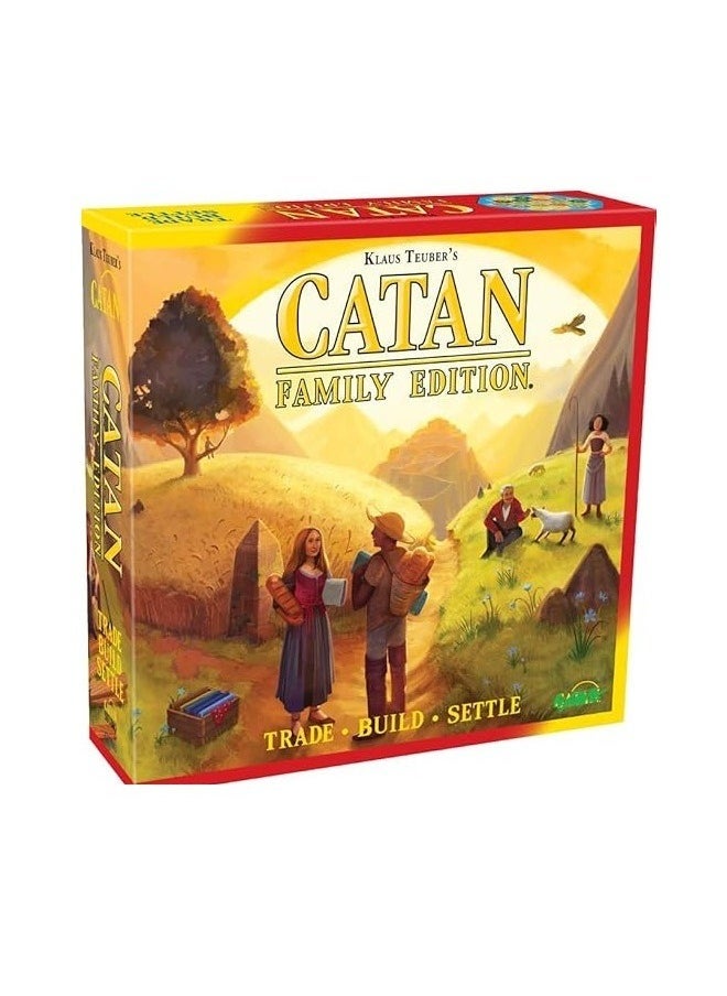 Catan - Strategy Board Game - 3 to 4 Players - Ages 10+ - Family Edition - Trade & Build Theme Do you have what it takes to master the island of Catan? Trade, build, and settle your way to victory in a fun-filled family adventure! - Image 1