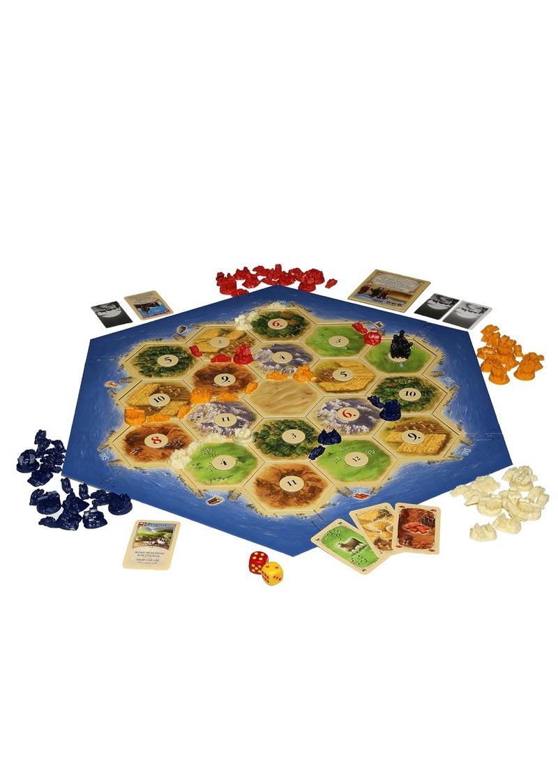 Catan - Strategy Board Game - 3 to 4 Players - Ages 10+ - Family Edition - Trade & Build Theme Do you have what it takes to master the island of Catan? Trade, build, and settle your way to victory in a fun-filled family adventure! - Image 1