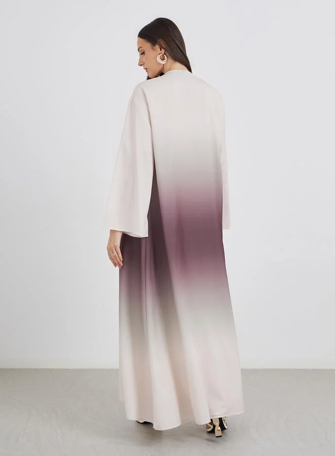 Styli Ombre Look Abaya with Single Button Detail