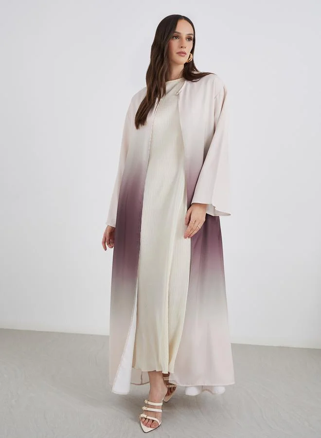 Styli Styli Ombre Look Abaya with Single Button Detail