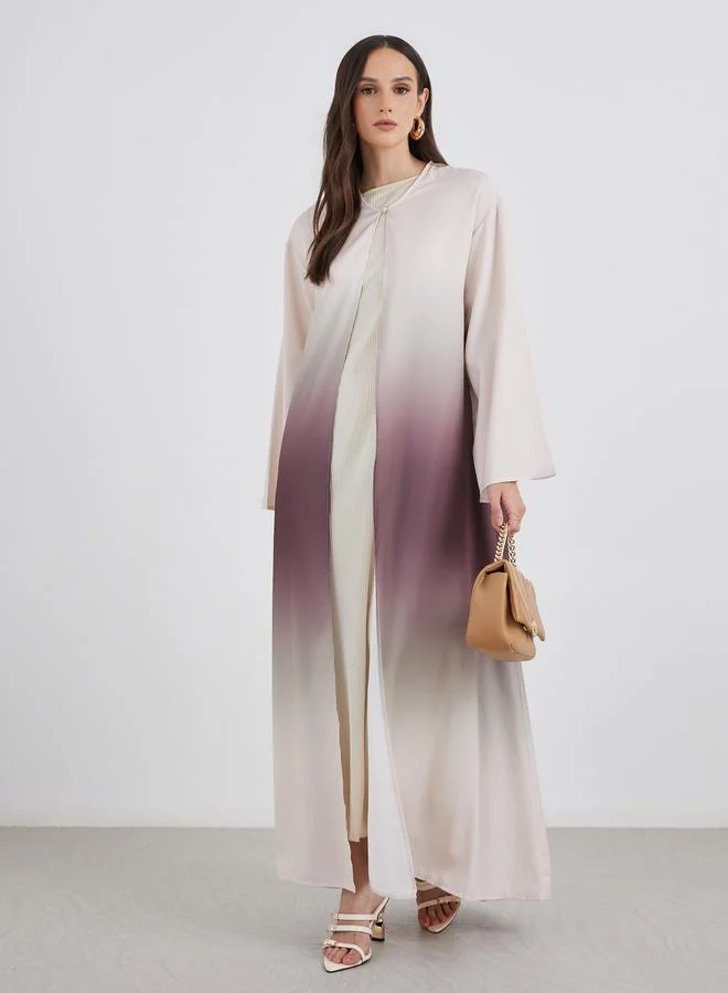 Styli Styli Ombre Look Abaya with Single Button Detail