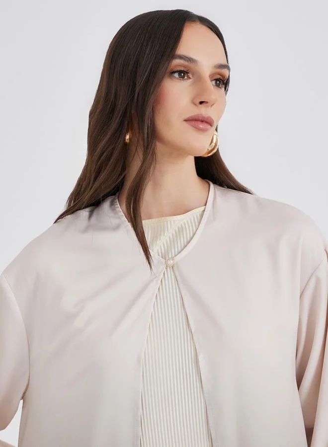 Styli Ombre Look Abaya with Single Button Detail
