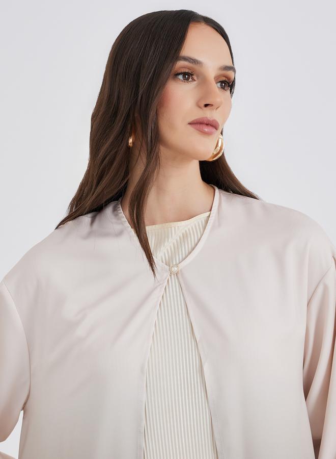 Styli Ombre Look Abaya with Single Button Detail - Image 4