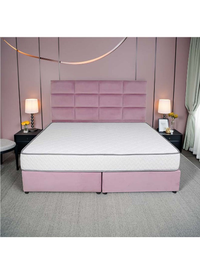Bed and Mattress Zone Plushify Upholstered Bed 203 X 160 Queen Size Pink Color, Mattress Size-200x160cm (Mattress sold separately)  - Image 1
