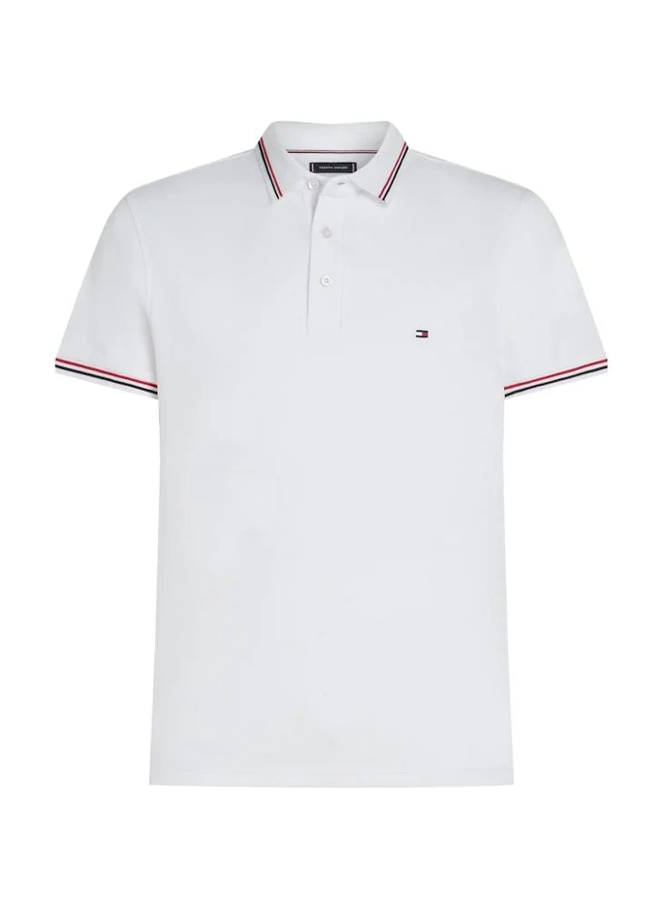 TOMMY HILFIGER Logo Print Short Sleeve Tipped Polo Shirt