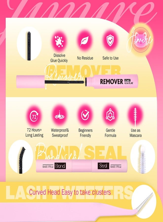 JIMIRE Venus Lash Clusters Kit with Bottom Lashes Natural Look Wispy 10-16MM Lash Extension Kit with Lash Bond and Seal, Remover, Tweezers D Curl Cluster Eyelash Extensions Kit Individual Lashes by JIMIRE - Image 2