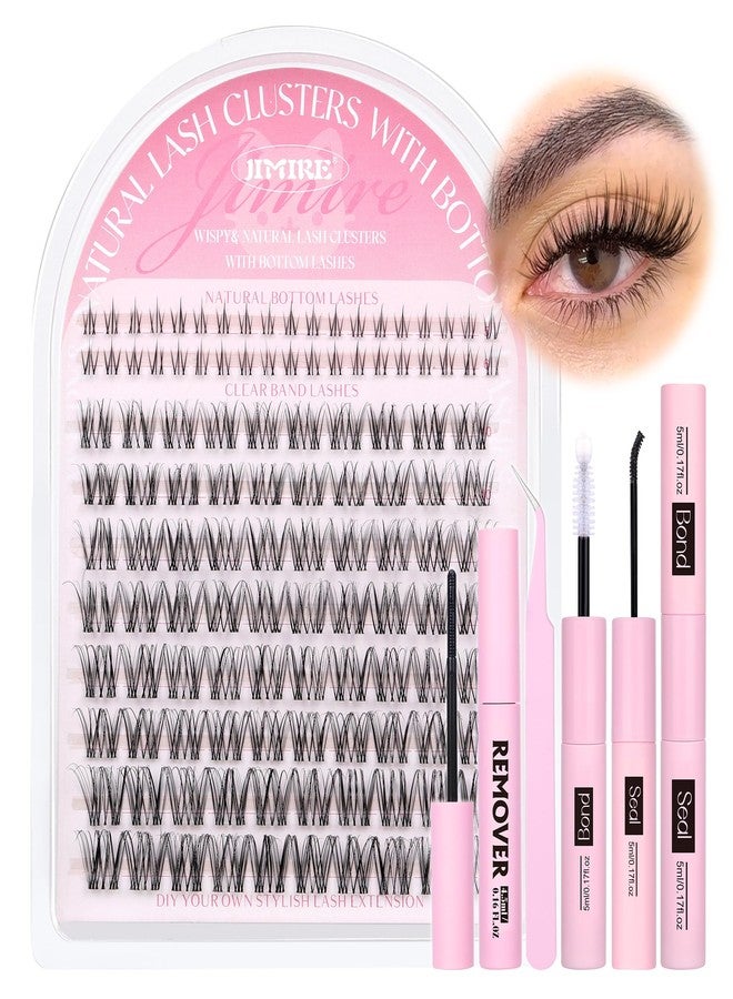 JIMIRE Venus Lash Clusters Kit with Bottom Lashes Natural Look Wispy 10-16MM Lash Extension Kit with Lash Bond and Seal, Remover, Tweezers D Curl Cluster Eyelash Extensions Kit Individual Lashes by JIMIRE - Image 1