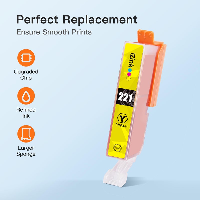 E-Z Ink خراطيش حبر E-Z Ink المتوافقة بديل لـ Canon PGI220 PGI-220 CLI221 CLI-221 للاستخدام مع MX870 MX860 MP620 MP560 MP980 (4 أسود كبير، 4 أزرق، 4 وردي، 4 أصفر، 4 أسود صغير) 20 عبوة - Image 5